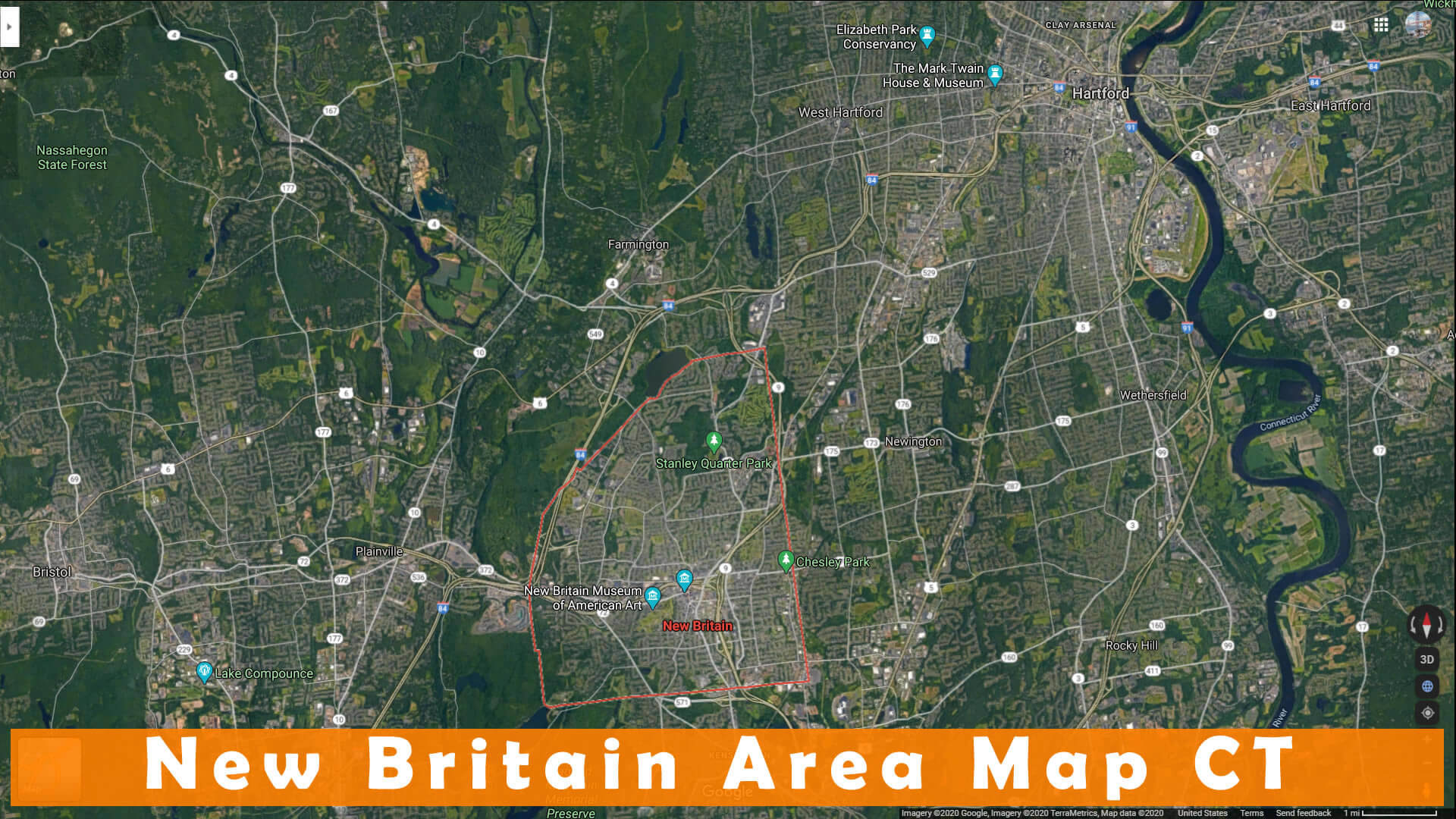New Britain Area Map CT